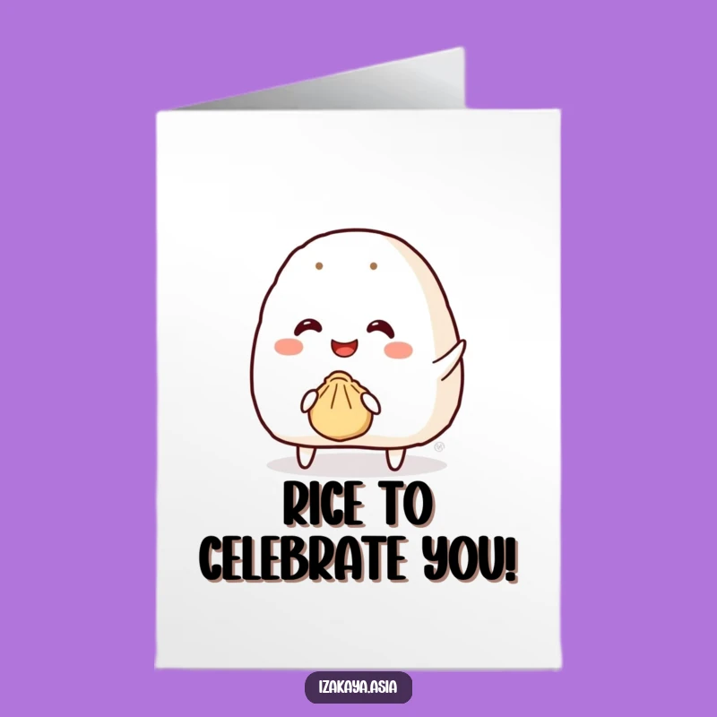 Free Printable Onigiri Birthday Card - Funny Food Gift Downloadable