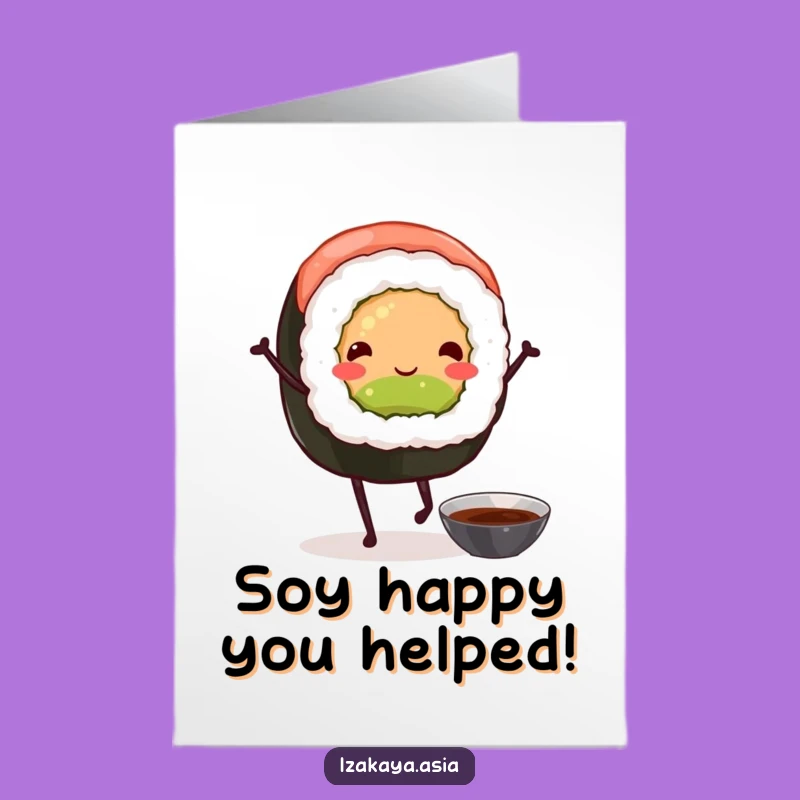 Free Printable Thank You Sushi Card - Funny Downloadable Gift For Showing Gratitude